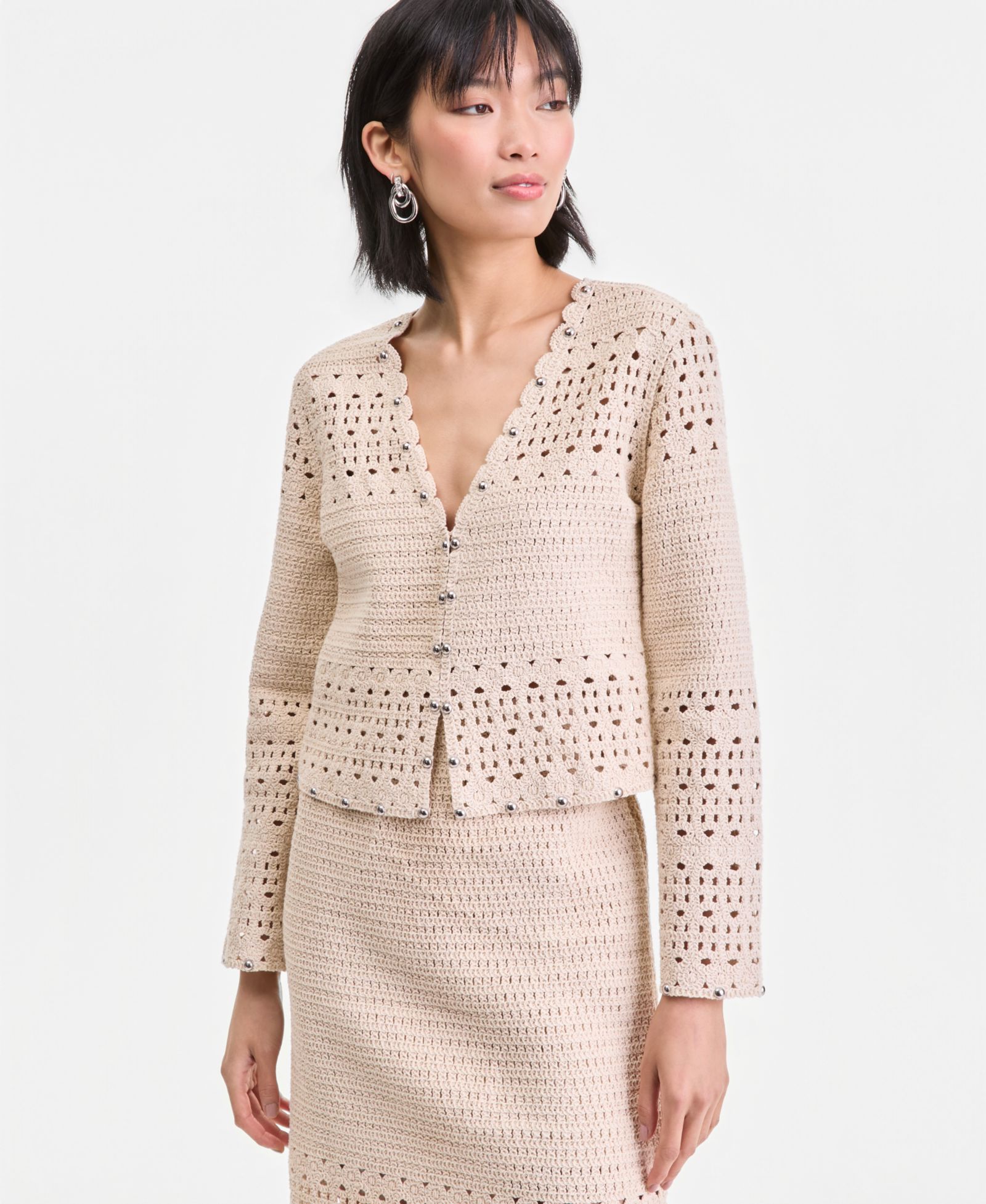 Кардиган I.N.C. International Concepts Women's Studded Cotton Crochet