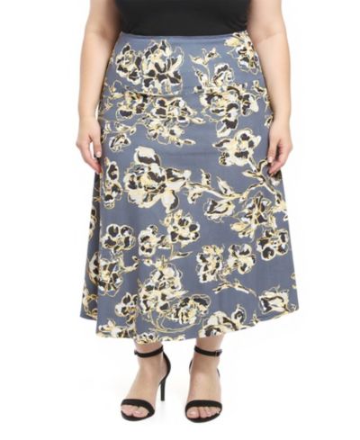 Женская А-силуэтная юбка 24seven Comfort Apparel Plus Size Floral с эластичным поясом