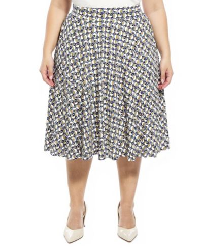 Юбка 24seven Comfort Apparel Plus Size Geometric Elastic Waistband Pocket Skirt