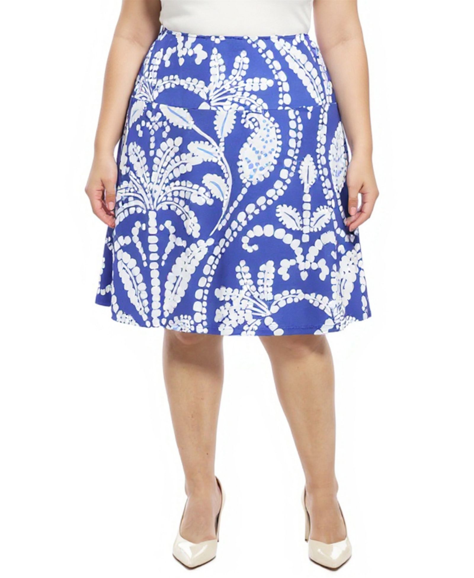Юбка 24seven Comfort Apparel Plus Size Paisley Elastic Waistband A-Line