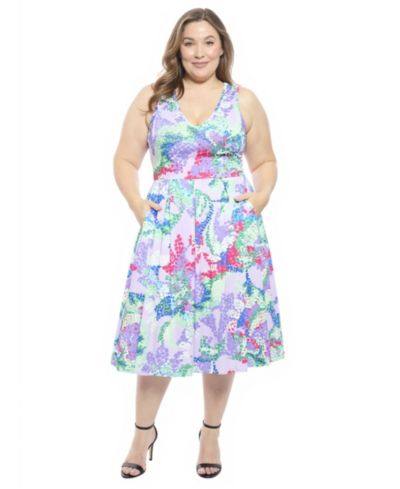 24seven Comfort Apparel Plus Size платье миди с V-образным вырезом и складками
