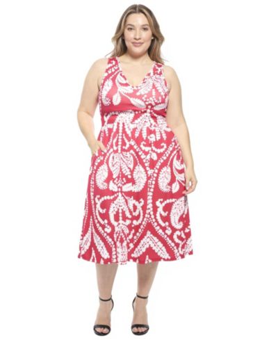 Женское платье Plus размера 24seven Comfort Apparel с плиссировкой, карманами и фасоном fit and flare