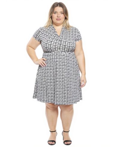 Платье 24seven Comfort Apparel Plus Size Geometric Faux Wrap A-Line