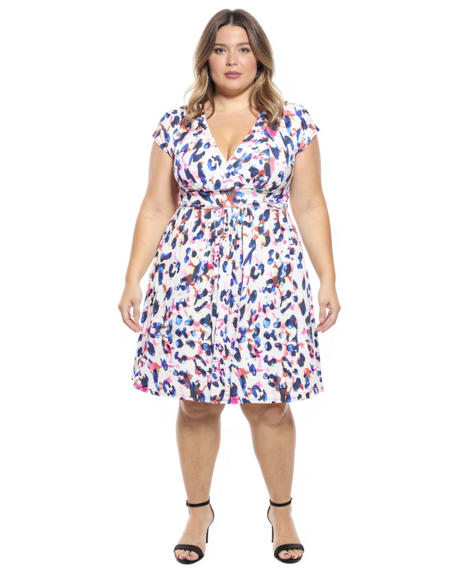 Женское платье 24seven Comfort Apparel Plus Size с анималистичным принтом и рукавом-крыло