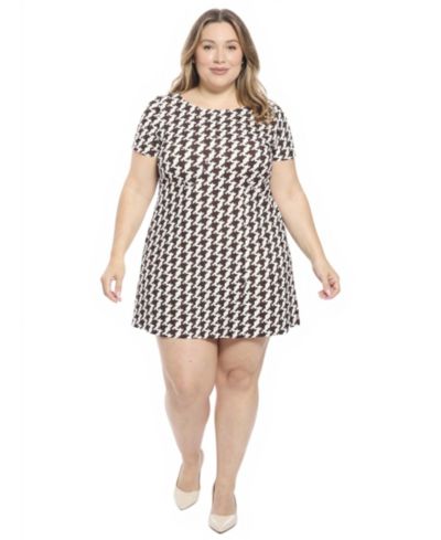 Платье Plus Size 24seven Comfort Apparel с геометрическим принтом и круглым вырезом