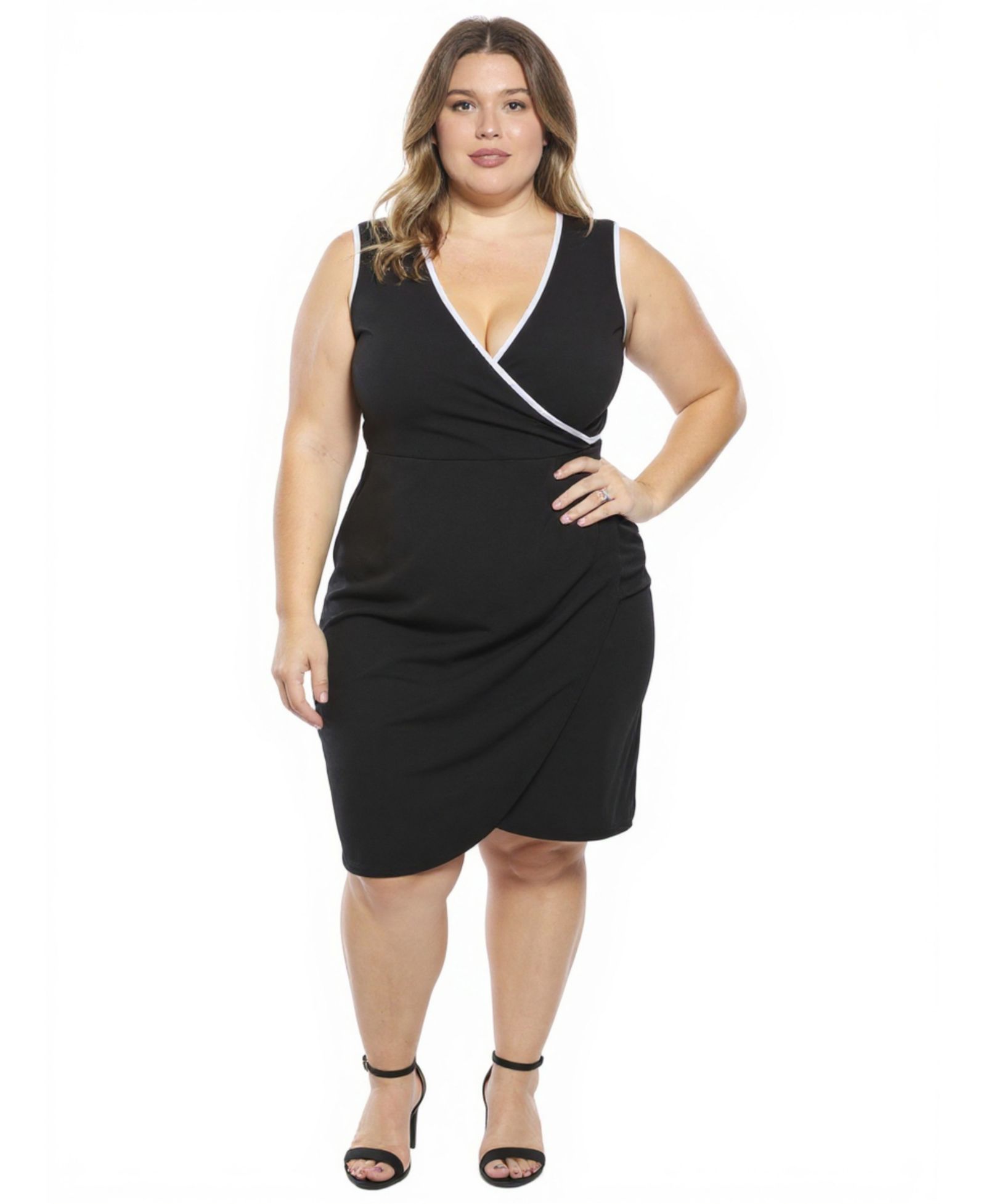 Платье миди 24seven Comfort Apparel Plus Size Faux Wrap Tulip Hemline