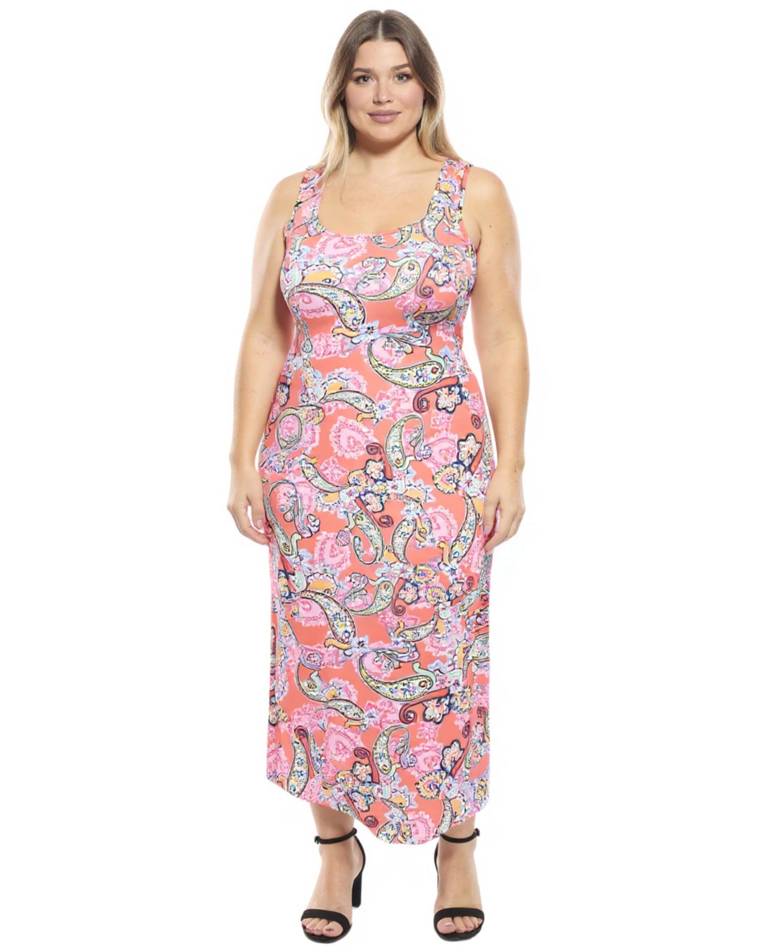 Женское макси-платье 24seven Comfort Apparel Plus Size Paisley Racerback Tank