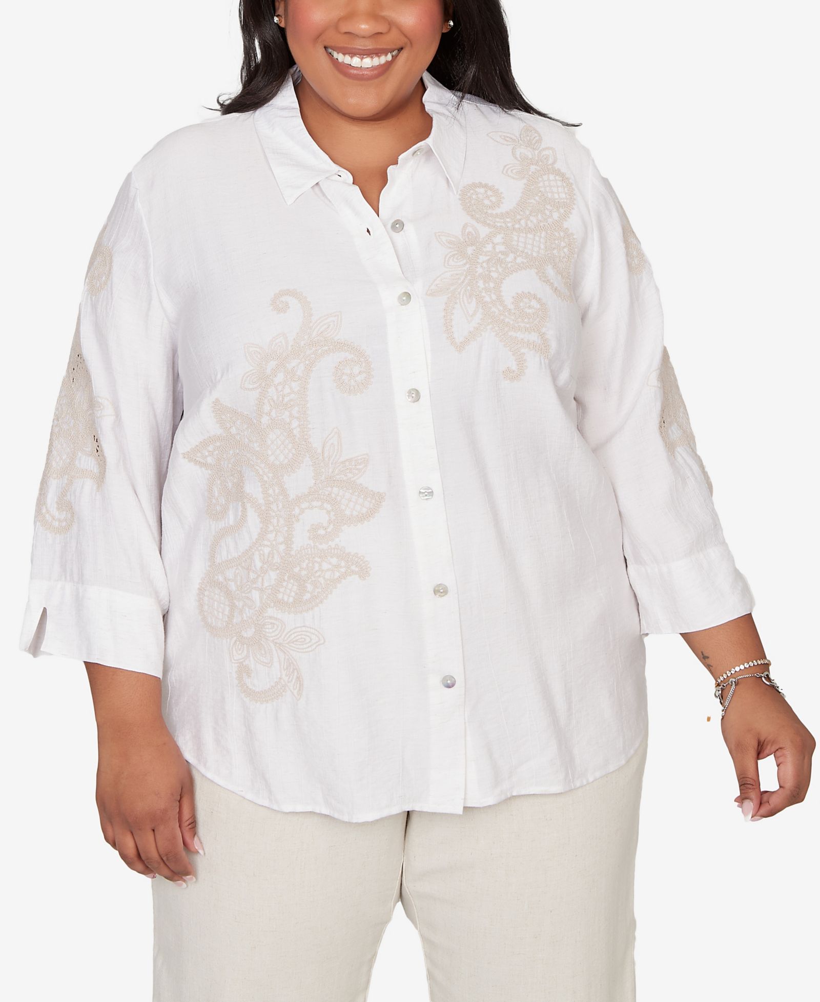 Женский топ Alfred Dunner Plus Size Natural Wonder Scroll Soutache