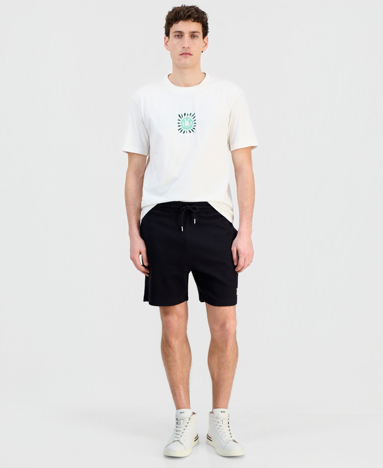 Hugo by Hugo Boss Men's Waffle Jersey 7.9" Drawstring Shorts