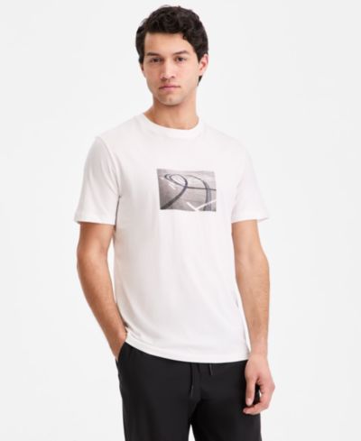 Мужская хлопковая футболка Hugo by Hugo Boss с графическим логотипом и круглым вырезом