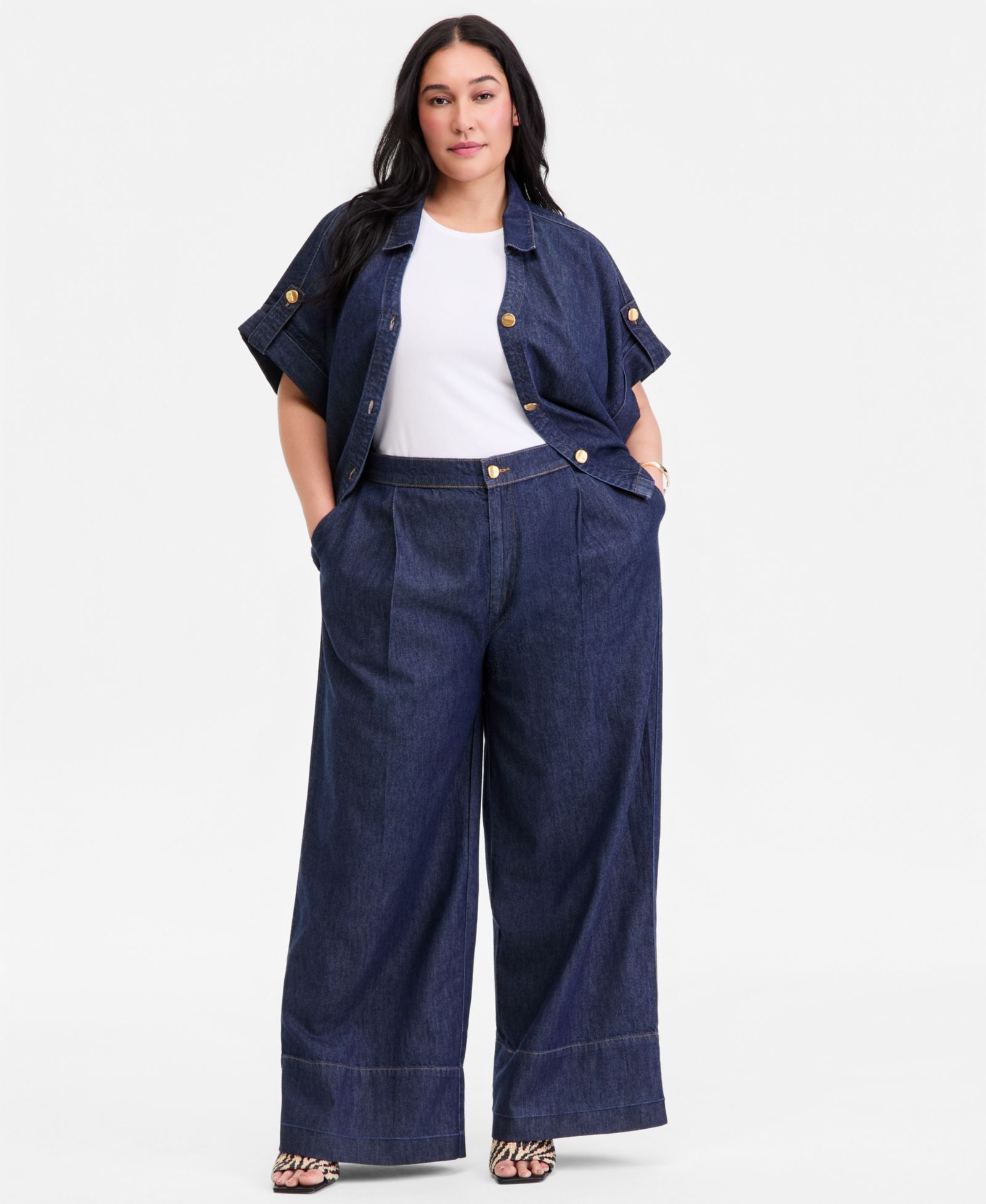 Джинсы I.N.C. International Concepts Plus Size High-Rise Wide-Leg