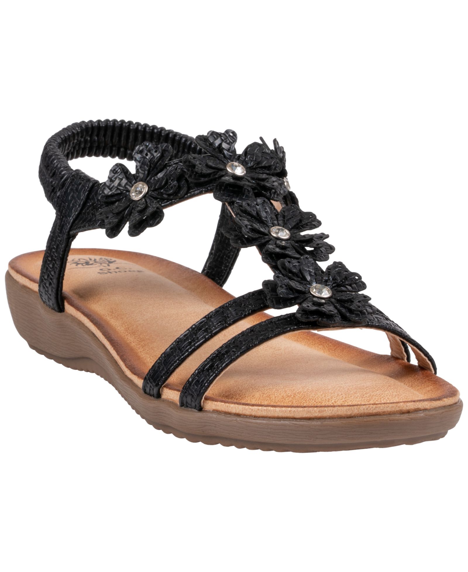 GC Shoes Women's Lily Floral Comfort Flat Sandals