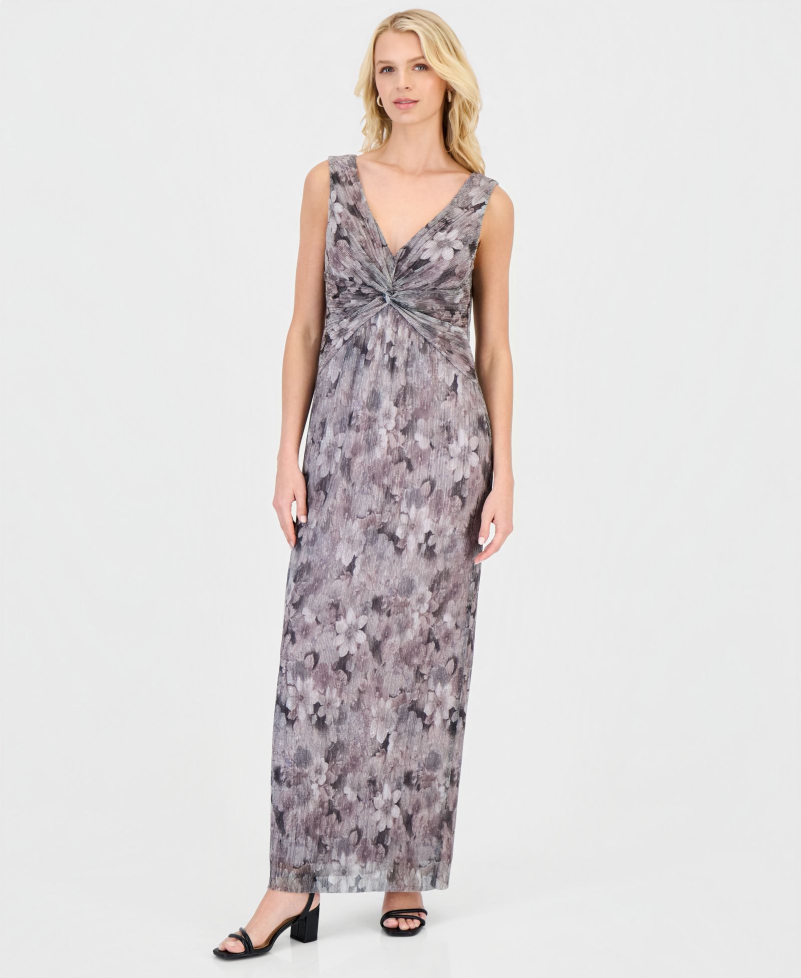 Женское платье Connected Women's Metallic Floral Twist-Front Column