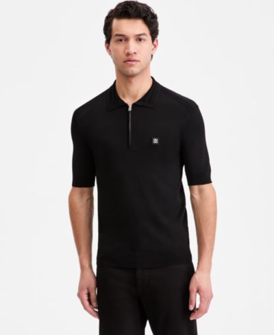Hugo by Hugo Boss Men's Jacquard-Accent Half-Zip Polo Shirt