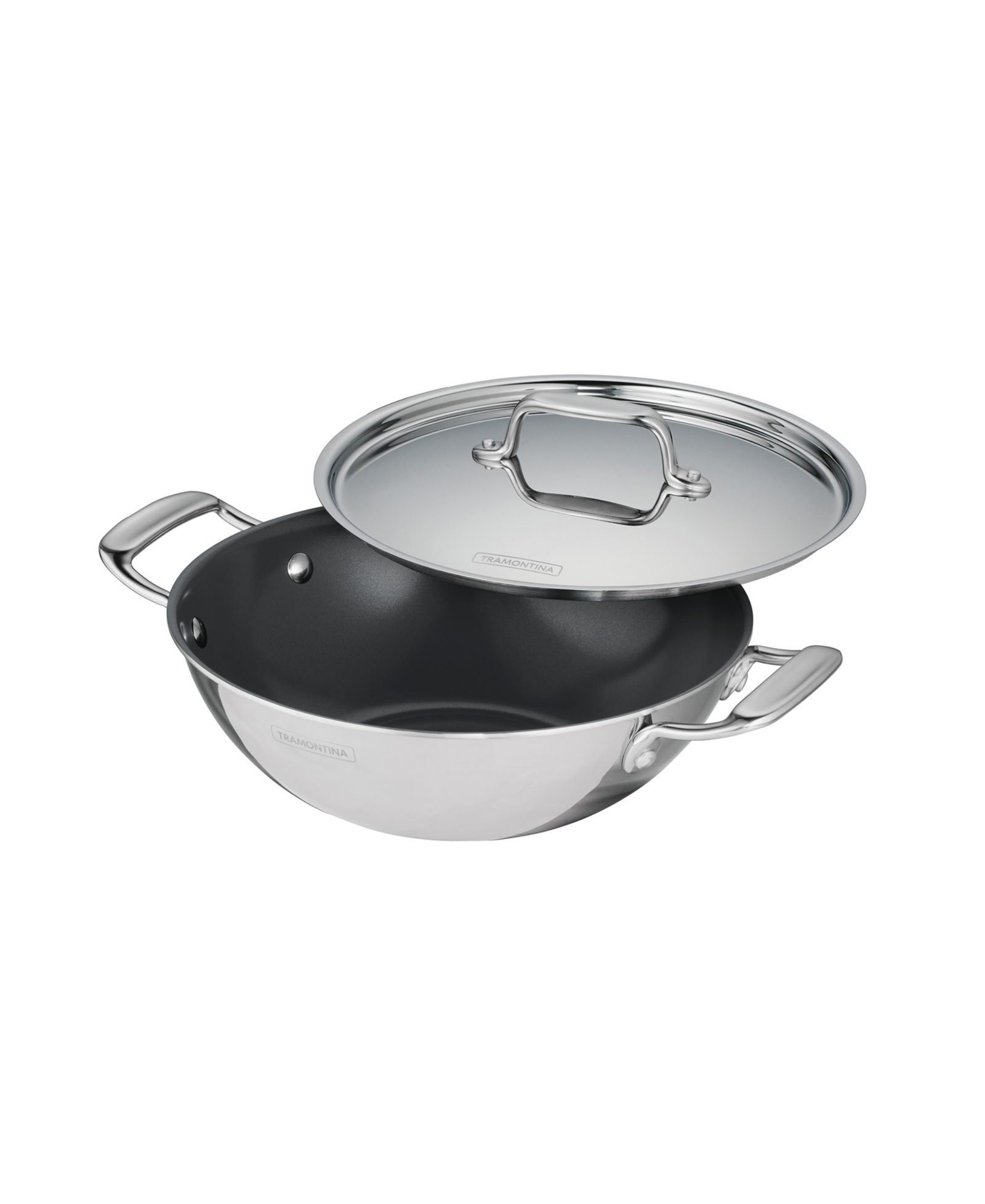 Tramontina Utsava Tri-Ply Clad из нержавеющей стали, Кадай с крышкой 2.7-Quart