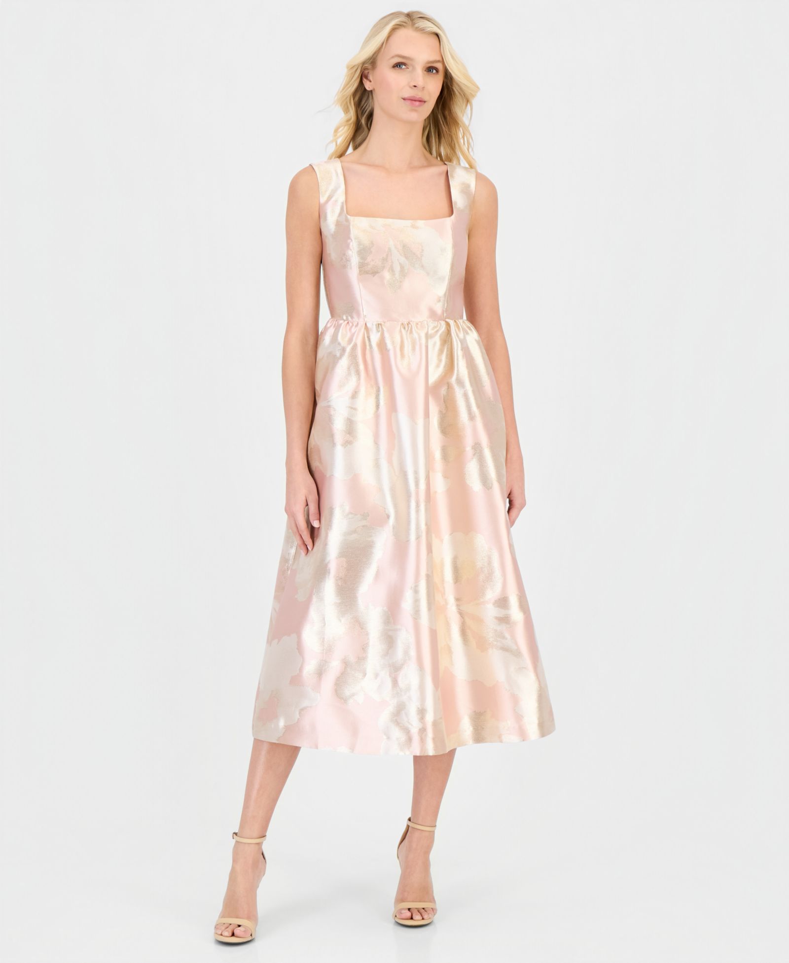 Anne Klein Women's Square-Neck Open-Back Midi Dress