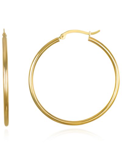 Macy's Hoop Earrings 2x40mm in 10k Yellow Gold