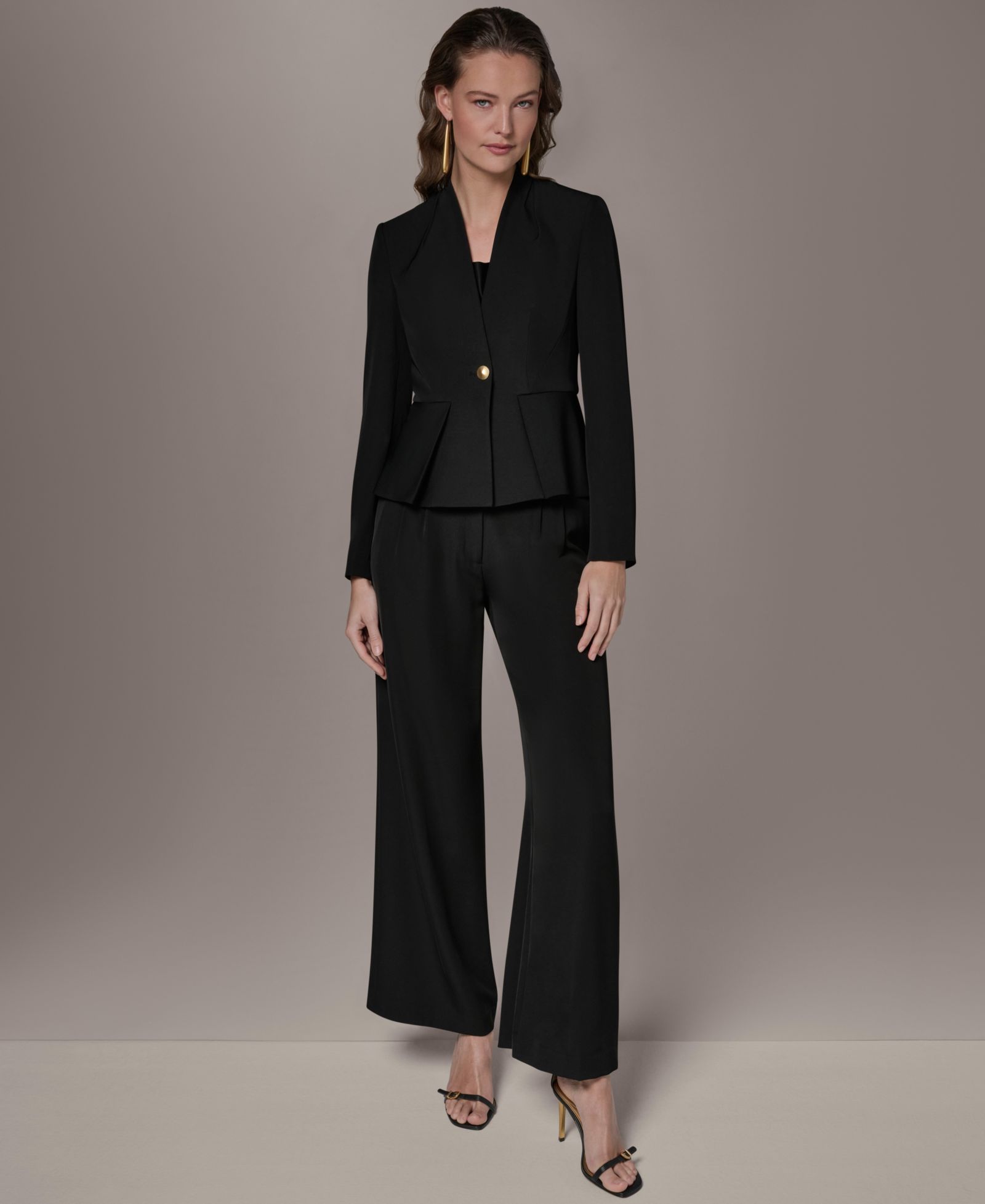 Donna Karan New York Petite Collarless One Button Blazer