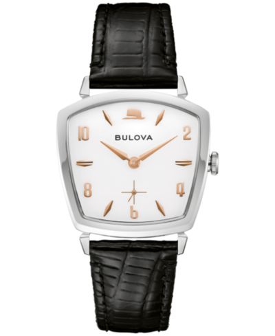 Bulova мужские наручные часы с черным кожаным ремешком, 40 мм, посвященные Фрэнку Синатре