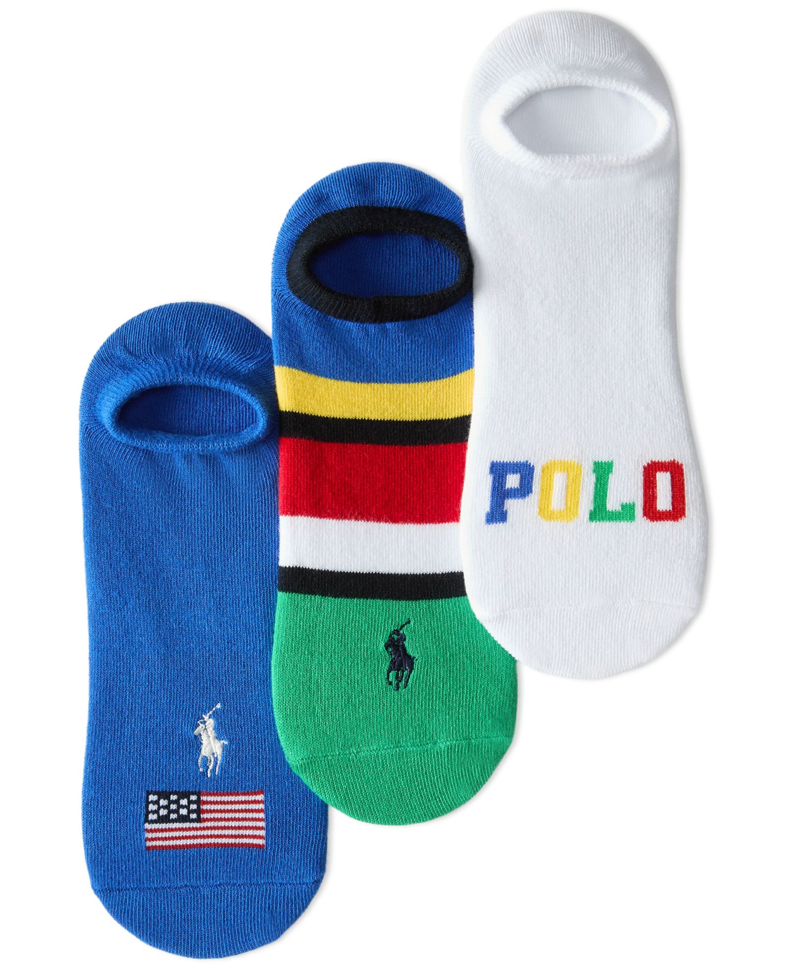 Polo Ralph Lauren Women's Multi Flag Liner Socks, 3-Pack