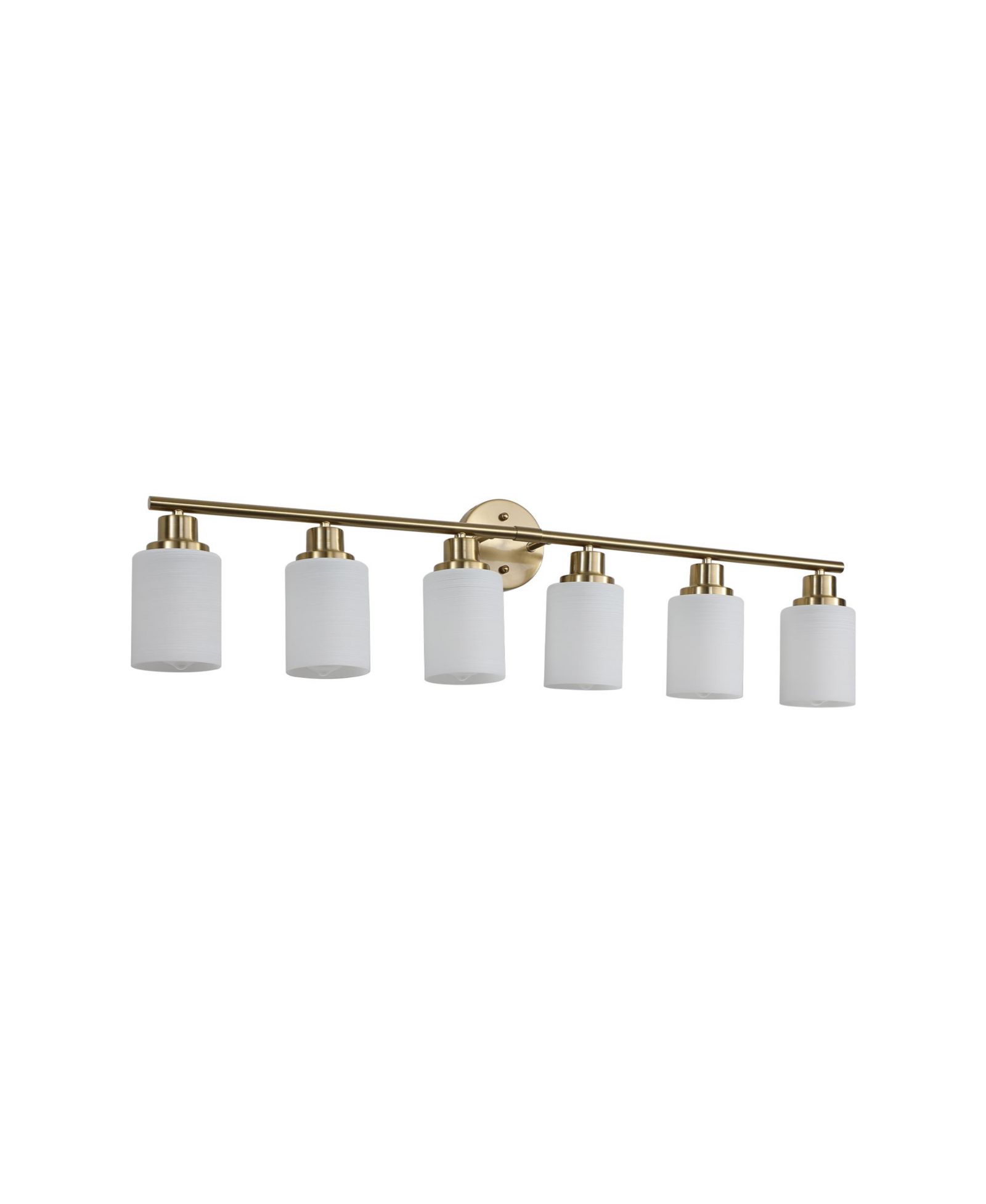 BUSDAYS 39" Modern 6-Light Vanity Wall Sconce, Golden Finish with Frosted Glass Shades for Bathroom or Hallway Lighting (No Bulbs