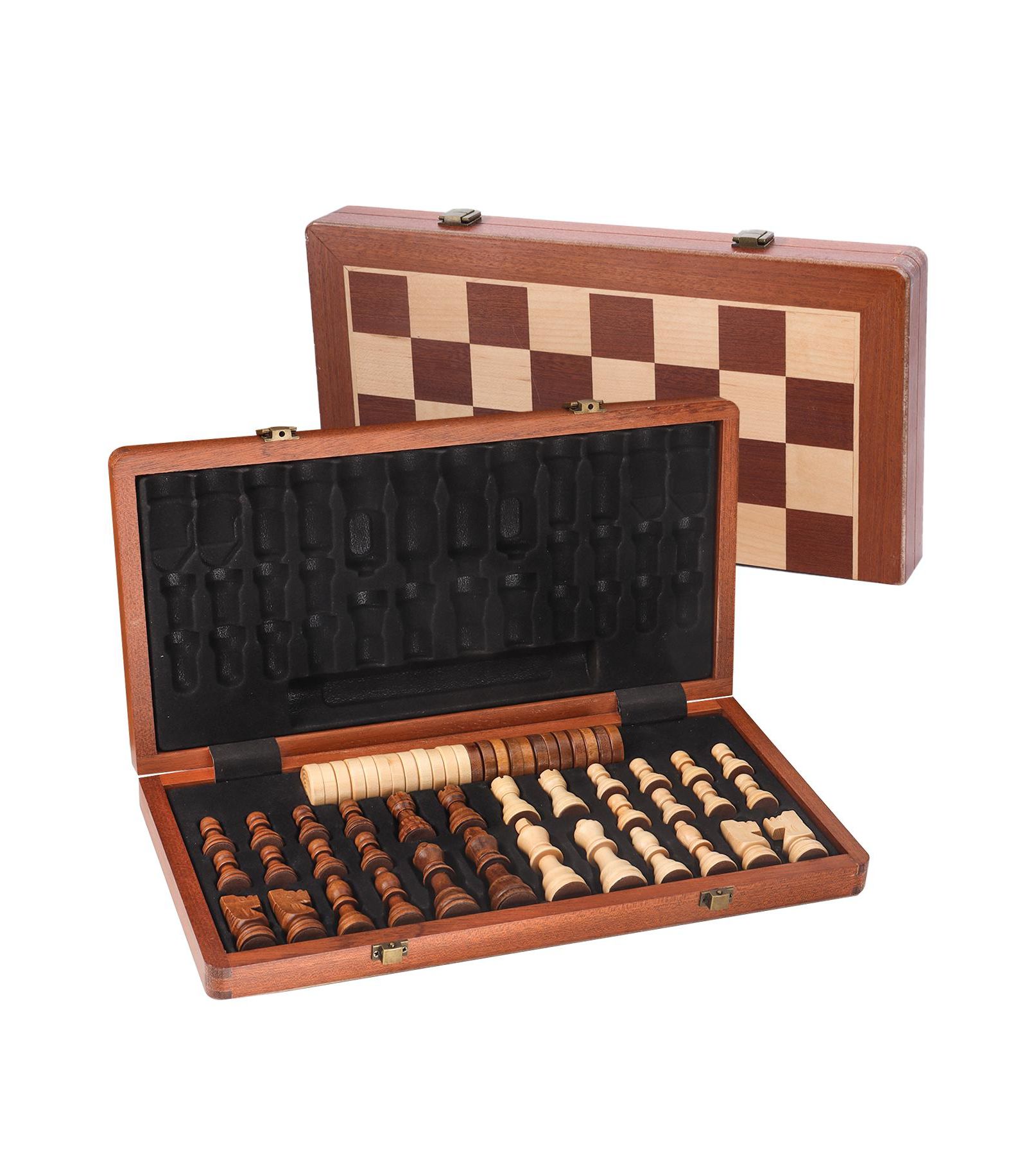 Gse Games & Sports Expert 2-in-1 Wooden Folding Chess and Checkers Board Game, Ages 6+