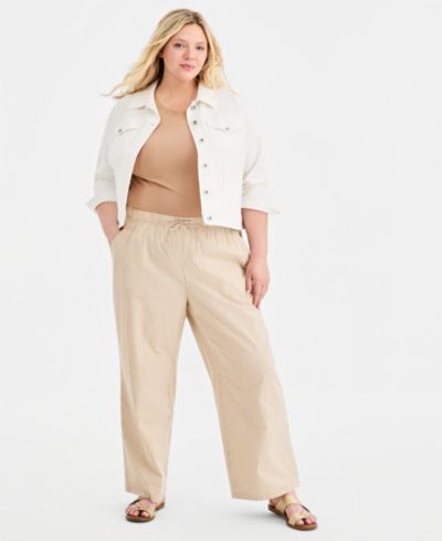 Style & Co Plus Size брюки в полоску с широкими штанинами, Pull-On