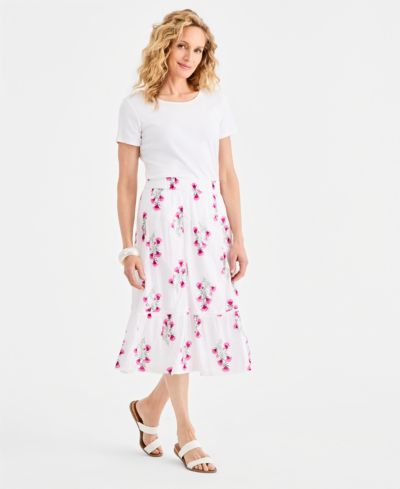 Женская миди-юбка Style & Co Printed Cotton Pull-On