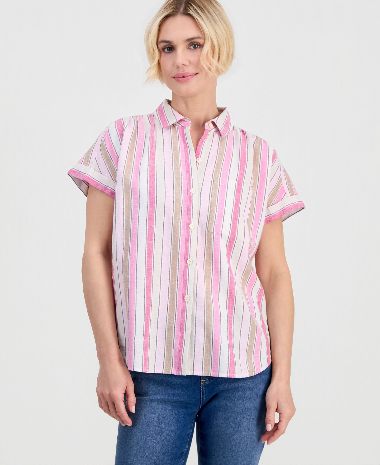 Рубашка Style & Co Petite Striped Button-Up Camp