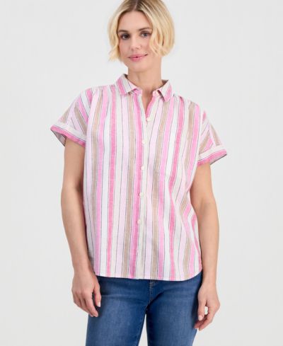 Рубашка Style & Co Petite Striped Button-Up Camp