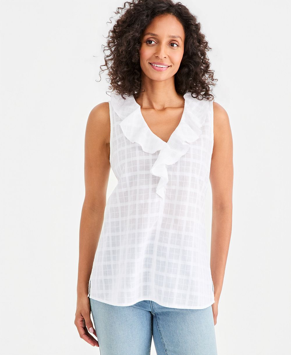 Верх без рукавов Style & Co Petite Cotton V-Neck, Petite