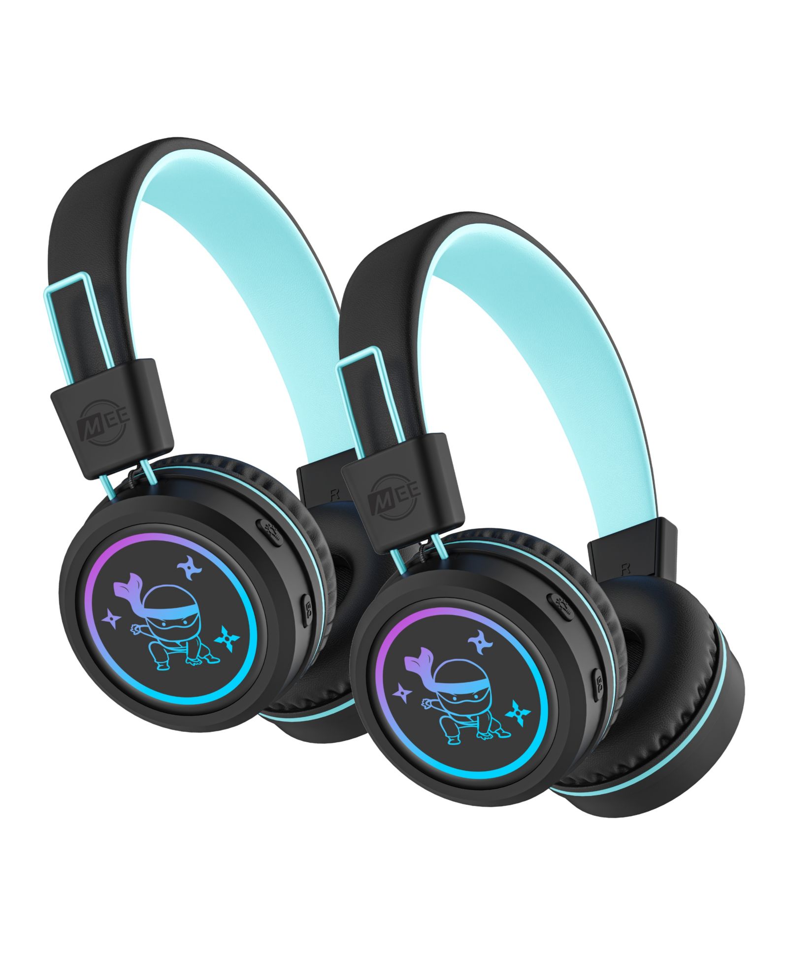 Беспроводные наушники MEE Audio KidJamz KJ55BT с ограничением громкости и LED-подсветкой, накладки на уши, 2 шт.