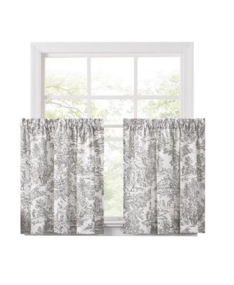Ellis Curtain 2-Piece Victoria Park Toile Room Darkening Window Rod Pocket Pair Set With 2 Tiers