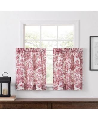 Ellis Curtain 2-Piece Victoria Park Toile Room Darkening Window Rod Pocket Pair Set With 2 Tiers