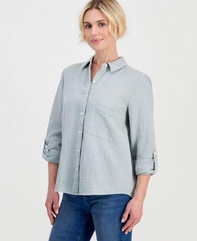 Style & Co Petite Perfect рубашка из хлопка на пуговицах, Petite