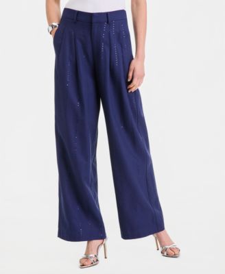 Женские широкие брюки I.N.C. International Concepts Sequin Pinstripe