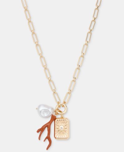 On 34th подвеска Pavé Crystal & Imitation Pearl Multi-Charm, 36" + 2" extender