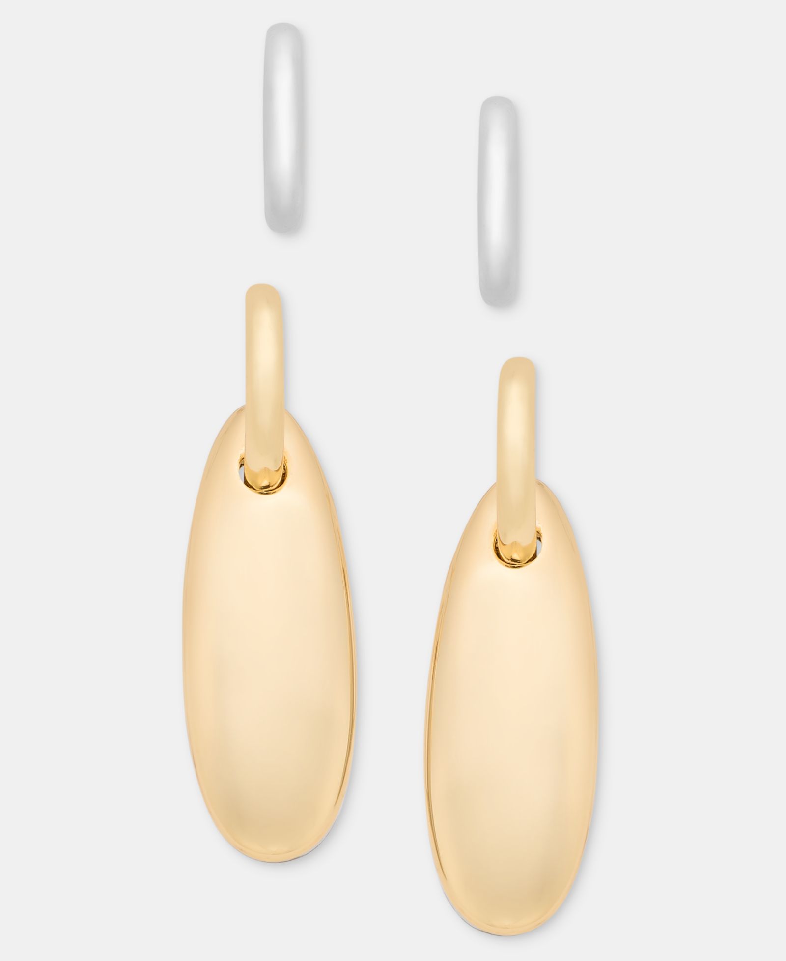 On 34th 2-Pc. Set Interchangeable Two-Tone Teardrop Charm Hoop Earrings, Macy's Exclusive