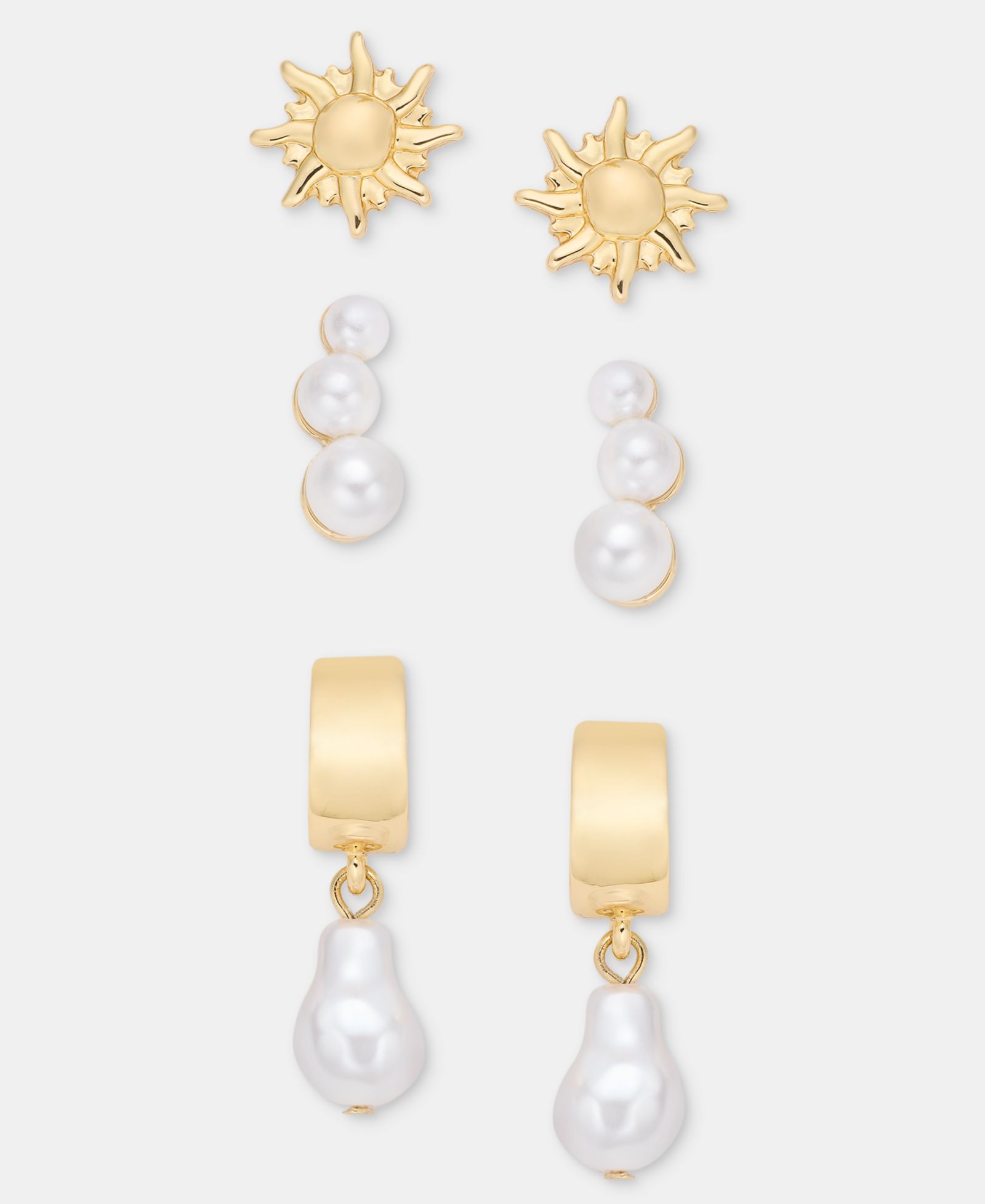 On 34th 3-Pc. Set Sun & Imitation Pearl Earrings, Macy's Exclusive
