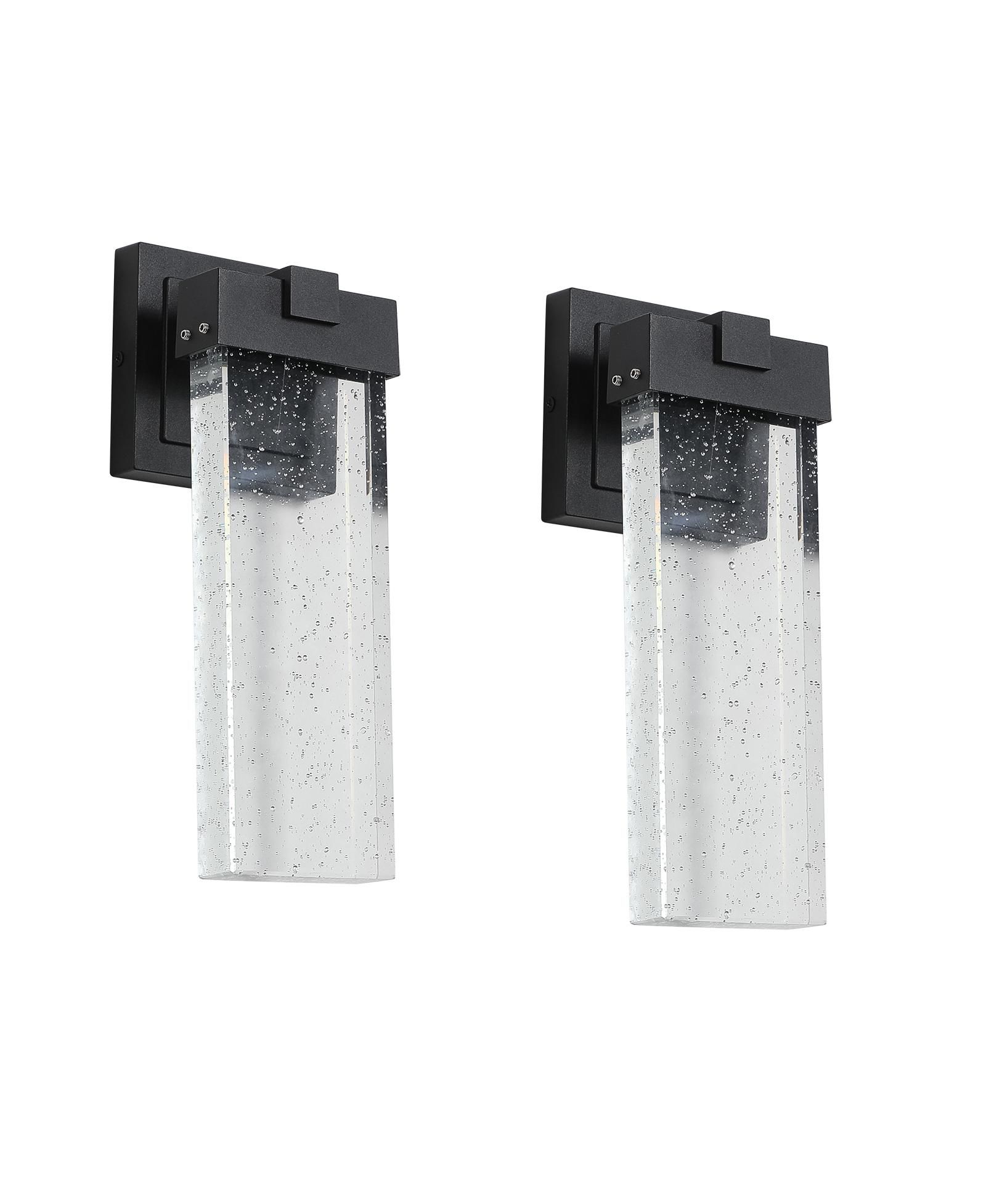 BUSDAYS Outdoor Waterproof Transparent LED Crystal Wall Lamp Supports Multiple Types of Light Bulbs -12W Per Lamp (2 pack)