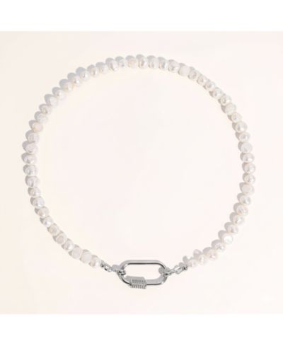Joey Baby Freshwater Pearl Necklace with Silver Carabiner Clasp