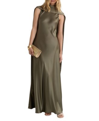 REISS женское макси-платье из сатина с накидкой