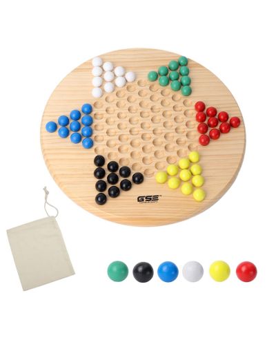 Gse Games & Sports Expert Classic Chinese Checkers Board Game, 66 Wooden Marbles, Ages 6+