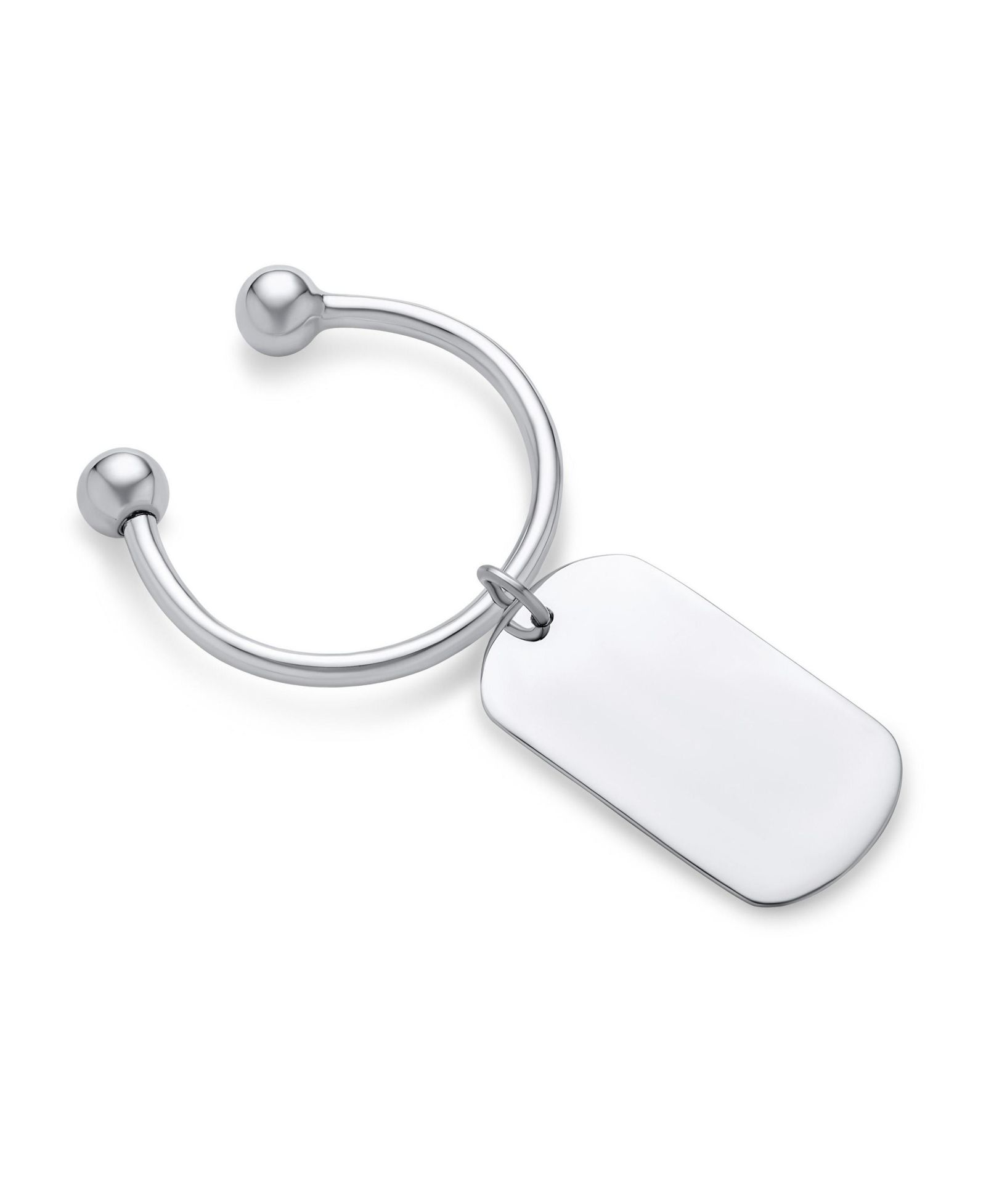 Bling Jewelry Dog Tag ID Keychain Horseshoe Key Ring Secure Ball-Screw Tip .925 Sterling Silver