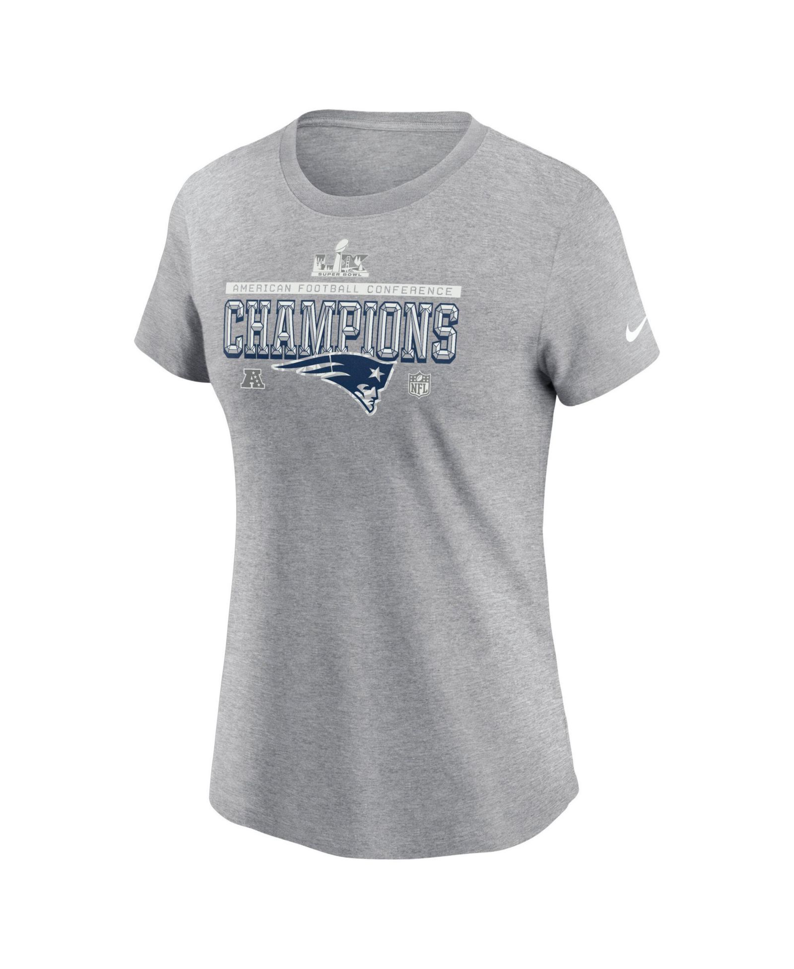 Nike Women's Dark Heather Gray New England Patriots 2025 AFC Conference Champs Locker Room Trophy Collection T-Shirt