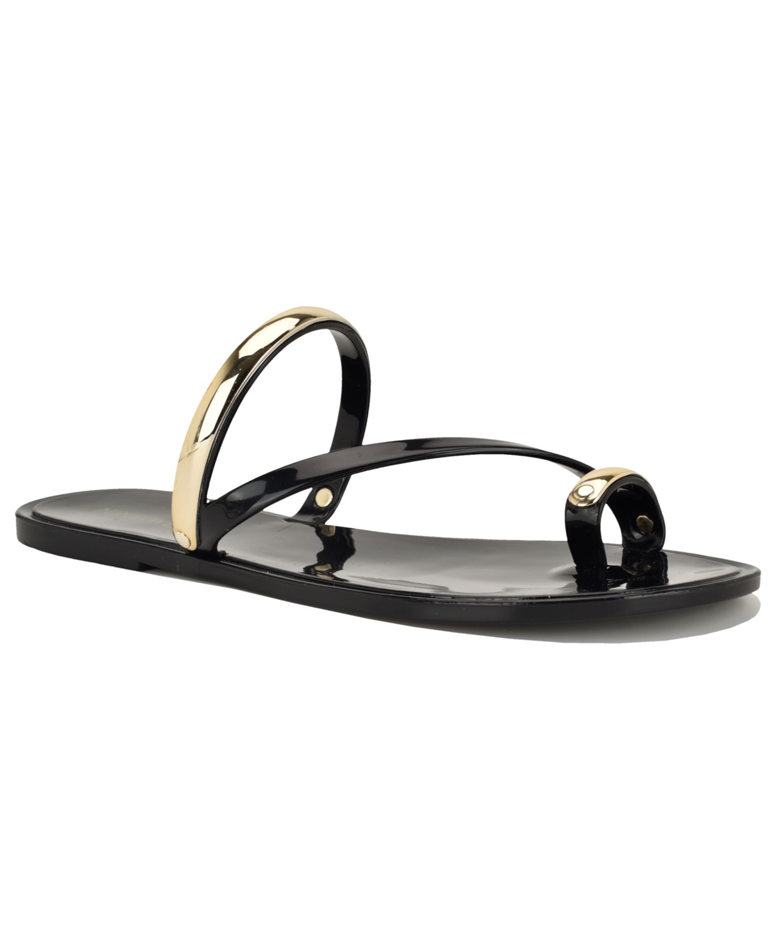 Nine West Women's Seashell Ornamented Toe Ring Flat Sandals