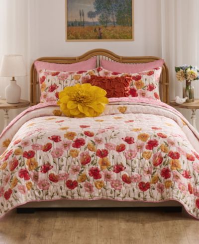 Greenland Home Fashions Breeze Modern Floral 3-Pc. Quilt Set, Full/Queen