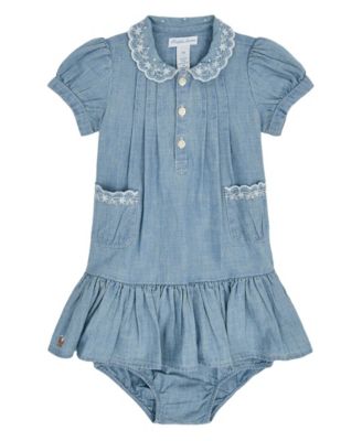 Детское платье и шорты Ralph Lauren Baby Girls' Indigo Cotton Chambray