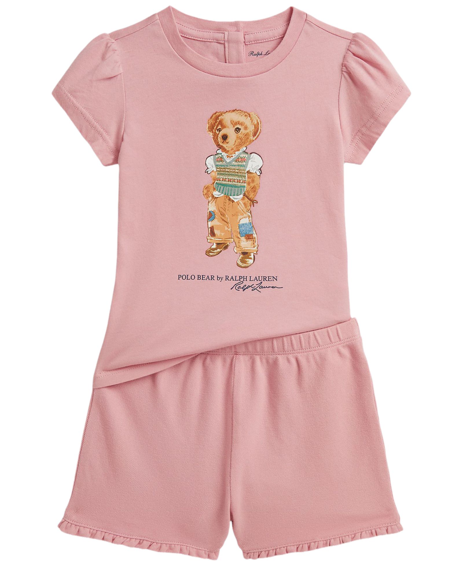 Комплект из 2 предметов Ralph Lauren Baby Girls' Polo Bear Jersey: футболка и шорты