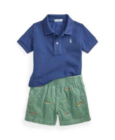 Комплект Polo Ralph Lauren из 2 предметов: сет из сетчатой рубашки поло и шорт для малышей